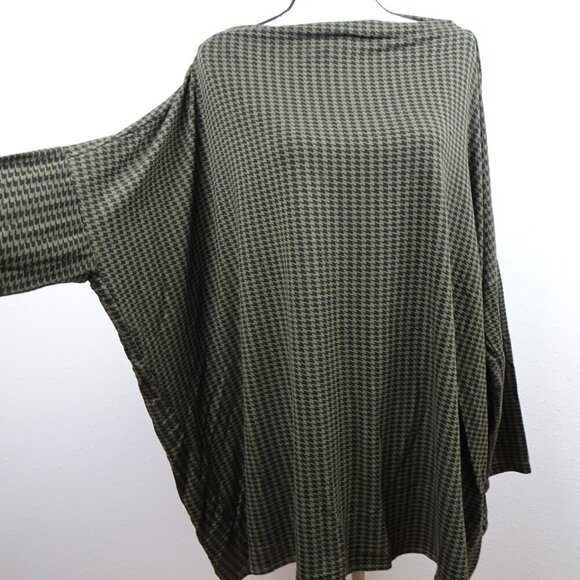 Bryn Walker Tunic Women's Plus Size 1X Green Black Dimitri Houndstooth Flawed - Picture 4 of 11